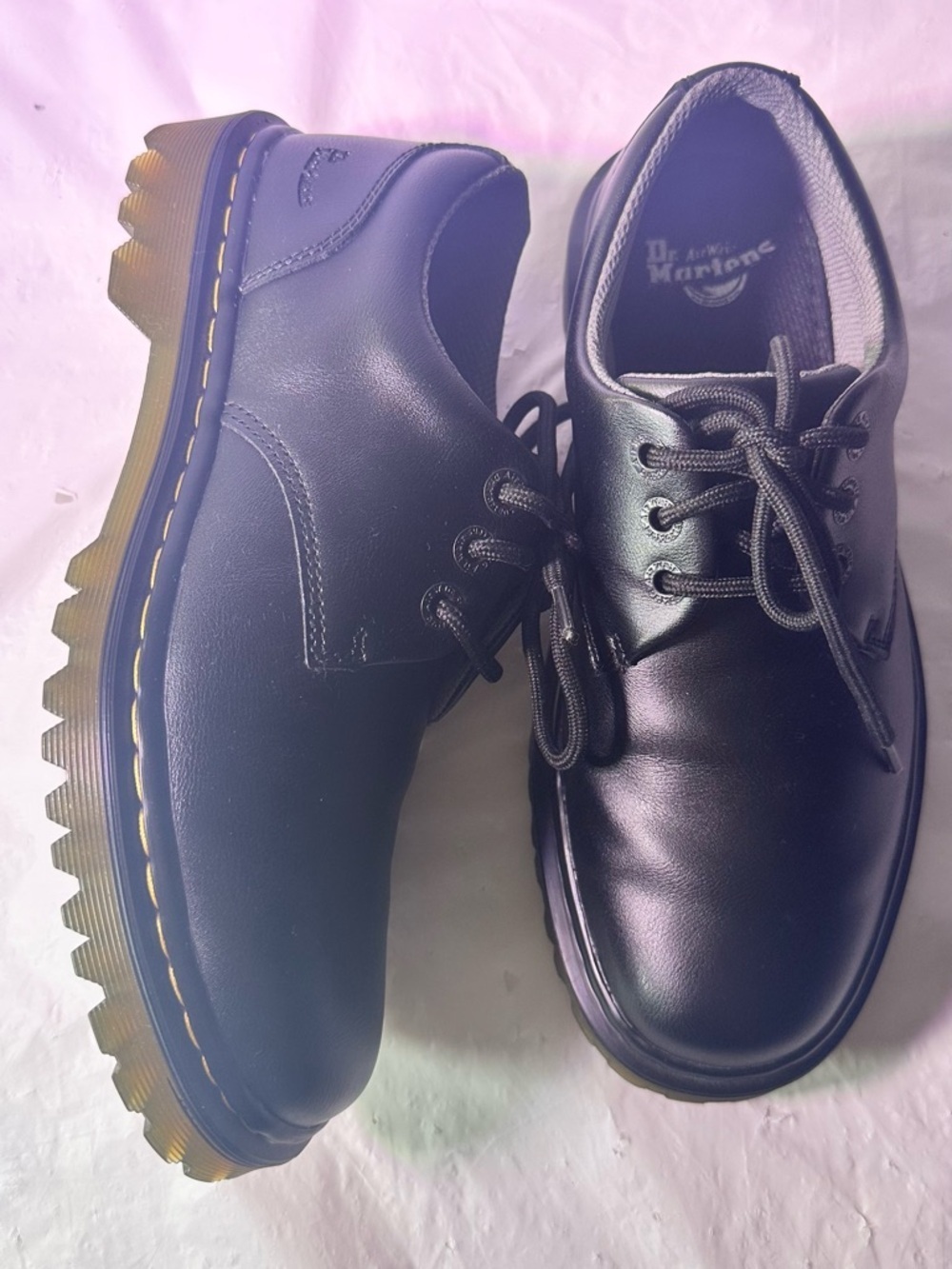 Dr. Martens Men's Black Leather 3-Eye Derby Shoes - Picture 5 of 12